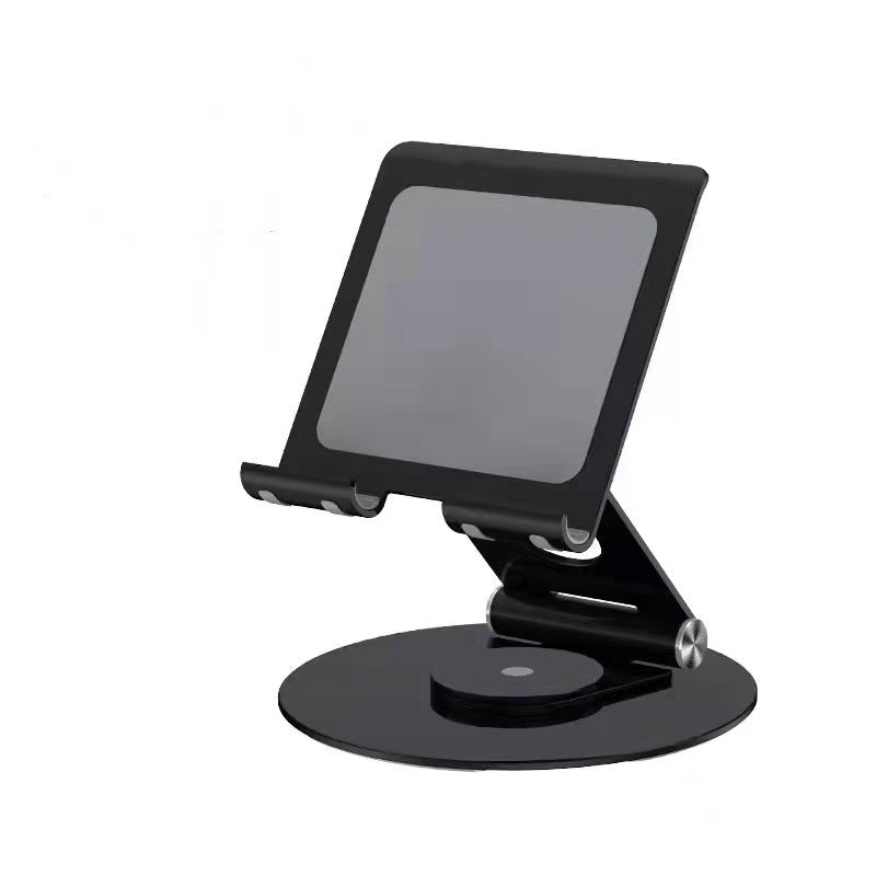 Support noir réglable pour tablette et smartphone, avec plateau incliné et base ronde